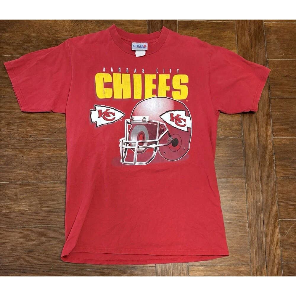 Vintage Chalk Line 1996 Red Graphic Kansas City Chiefs T-Shirt Cotton Mens Sz L